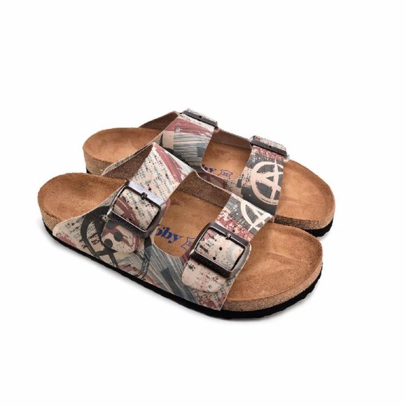 Goby Shoes - Goby Shoes - Genuine Leather Graffiti Sandals